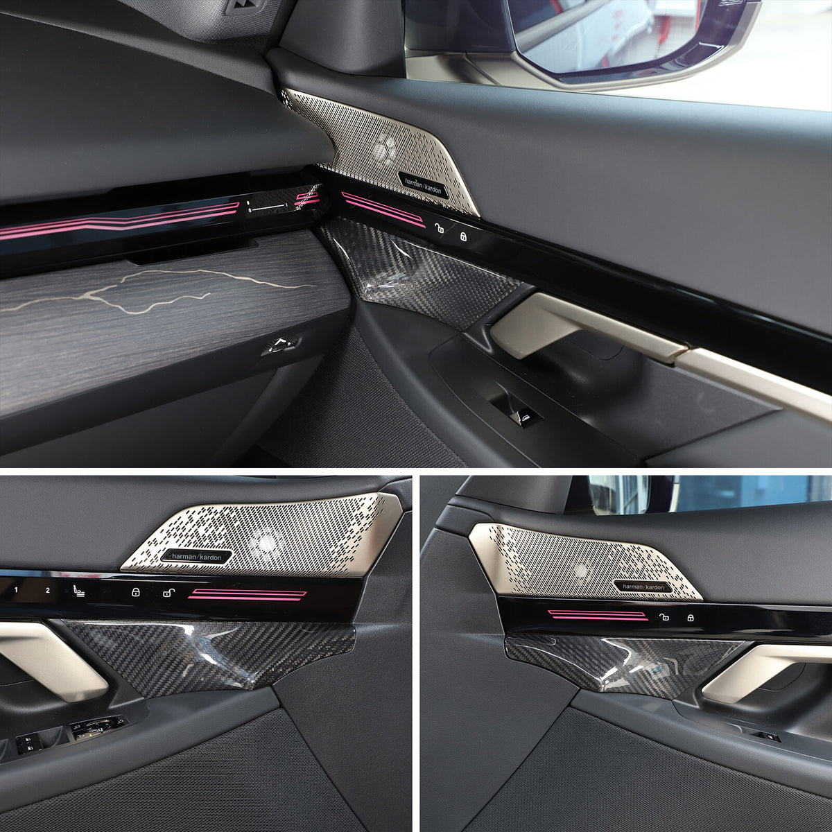 Real Carbon Fiber Interior Door Handle Cover Trim For BMW 5 Series G60 i5 2024+ 2