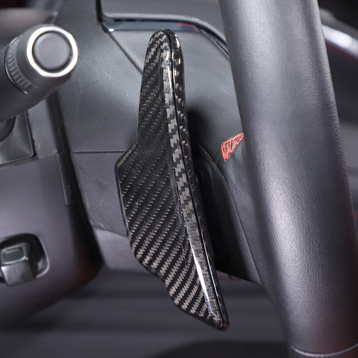 Black Real Carbon Fiber Gear Shift Paddles Paddle Shifters For Corvette C8 20-26 2