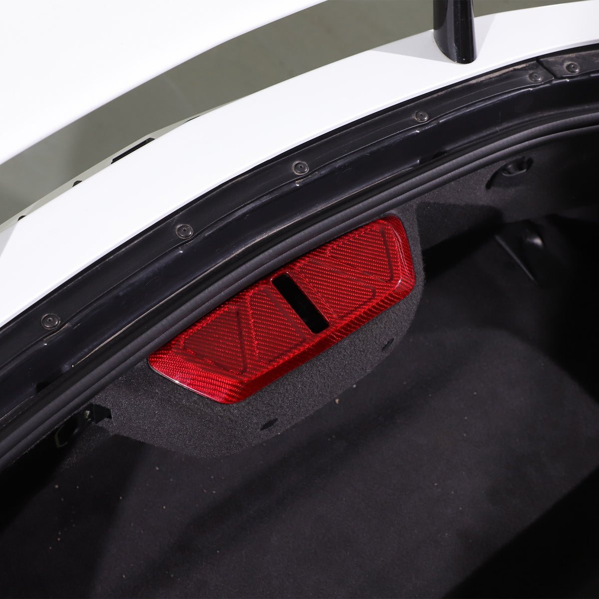Red Real Carbon Fiber Trunk Latch Base Cover Trim For Corvette C8 2020+ 14