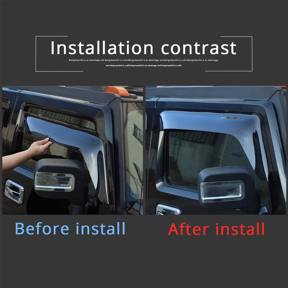 ABS Window Visor Sun Rain Guard Weather Shield For Hummer H2 4