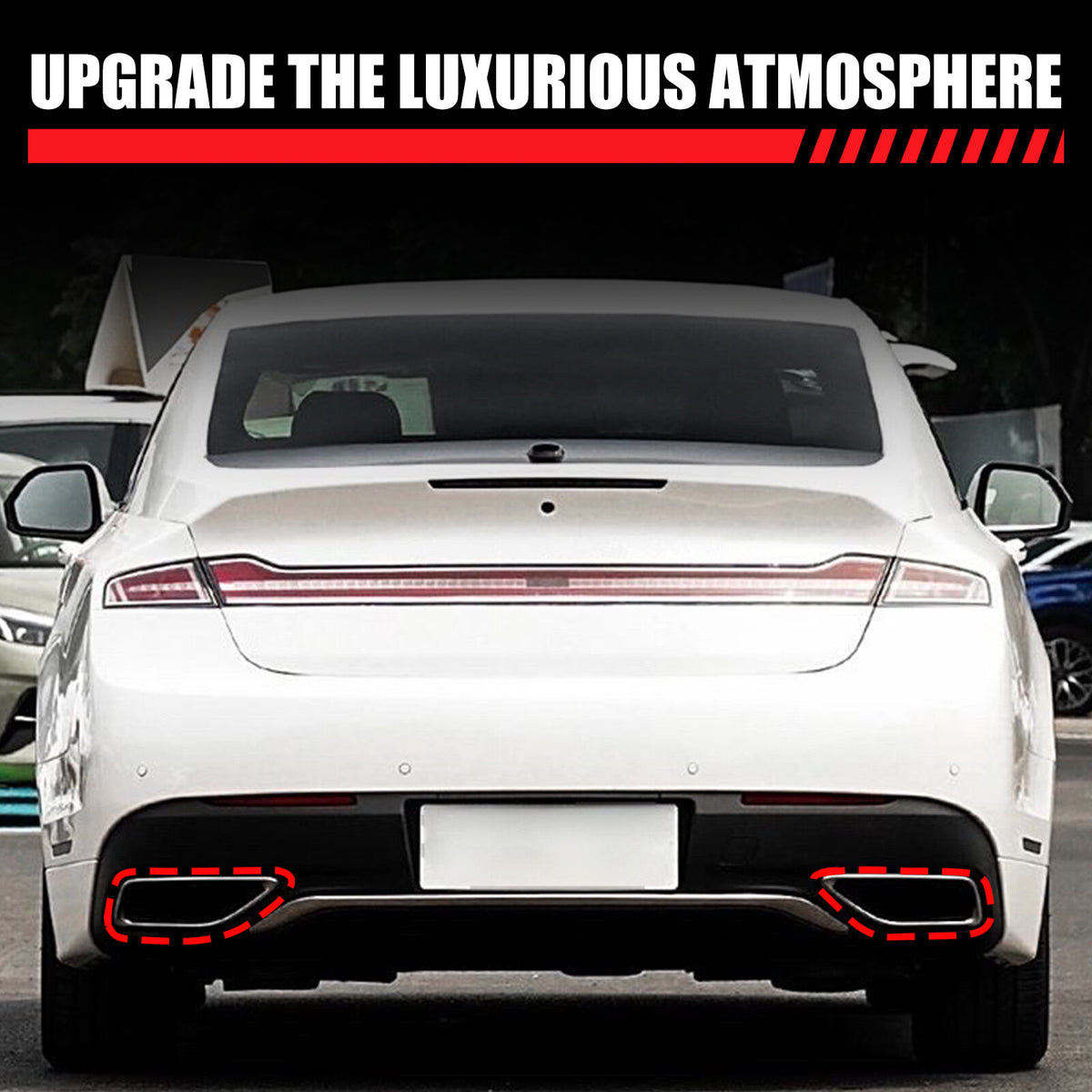 Stainless Steel Glossy Black Quad Exhaust Tailpipe Trim For Lincoln MKZ 2017-21 14