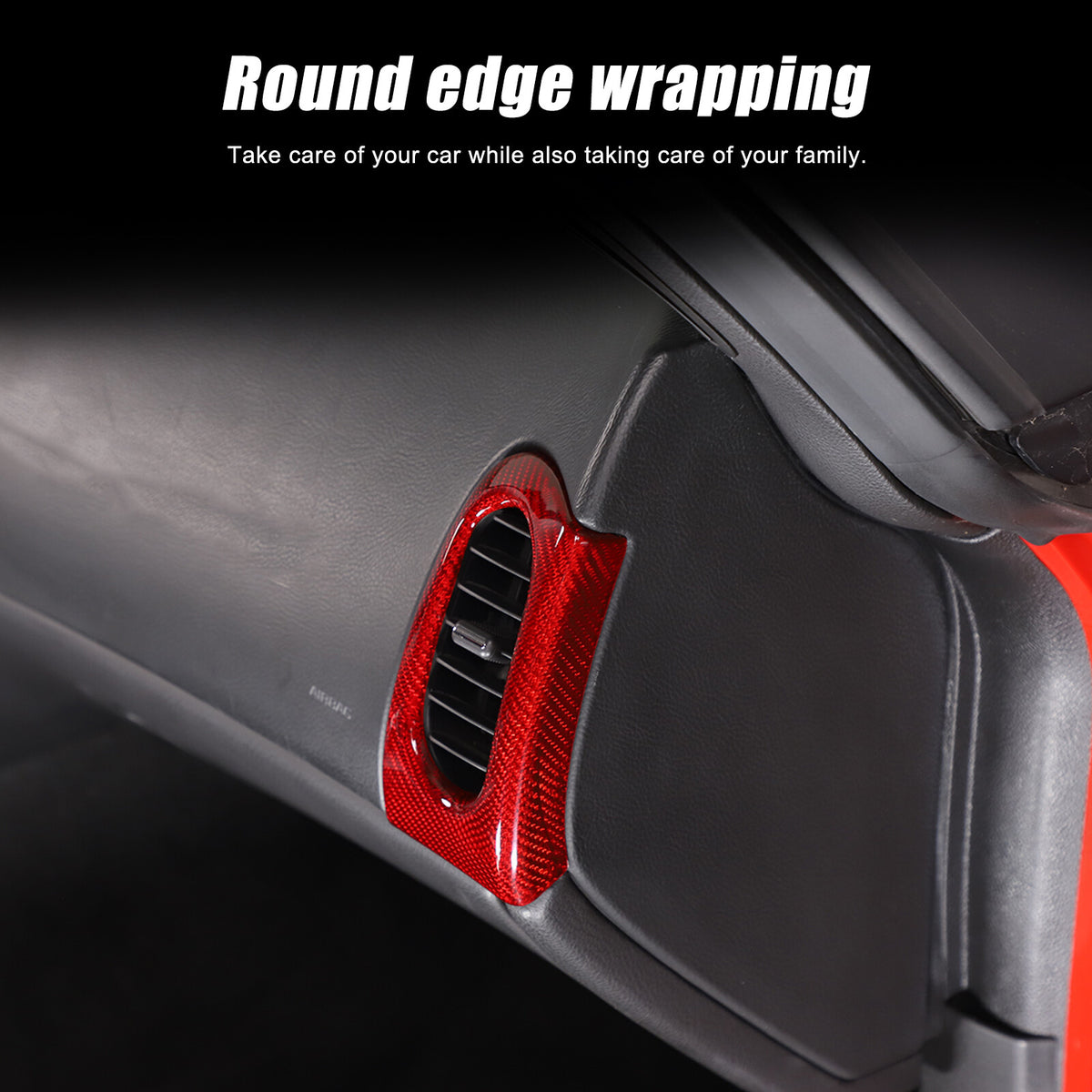 Red Real Carbon Fiber Interior Dashboard Side Air Vent Trim For Corvette C6 22