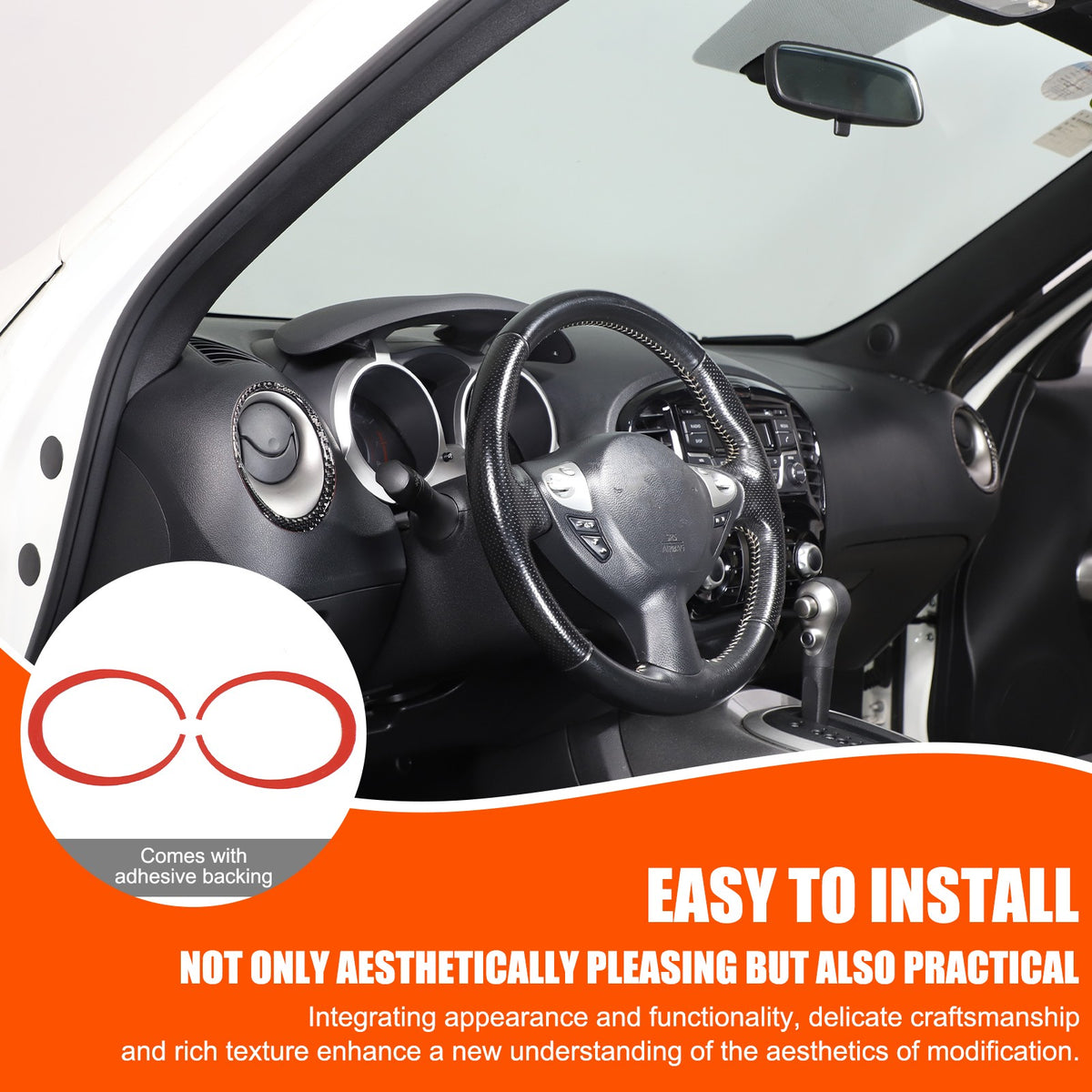 Soft Carbon Fiber Interior Center Console trim Sticker For Nissan Juke 2011-2019 72