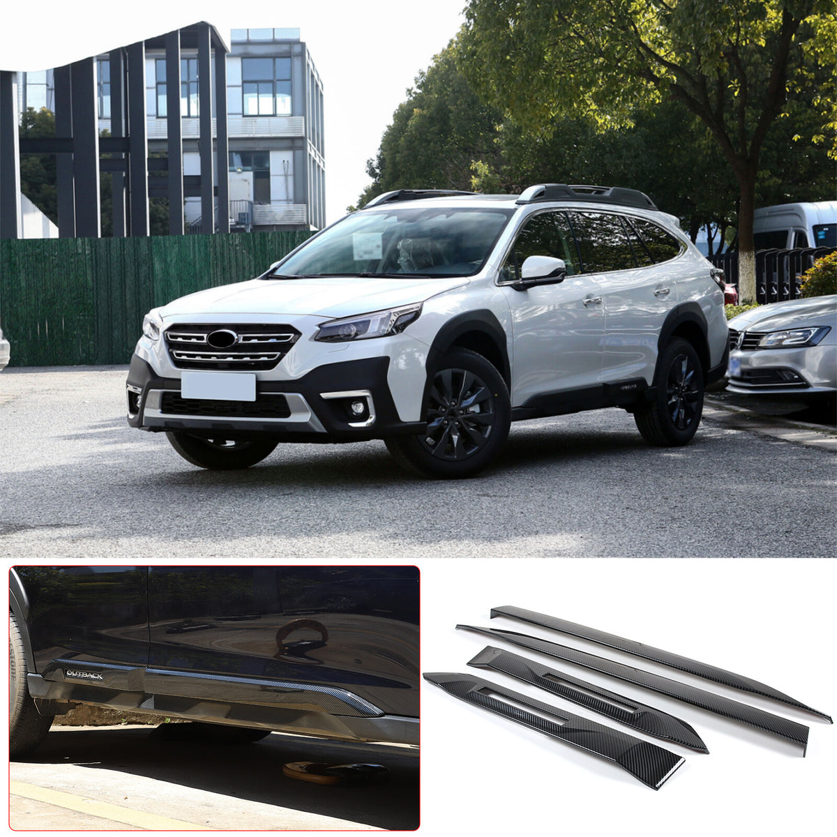 Carbon Fiber ABS Body Side Door Molding Cover Trim Guard For Subaru Outback 20+ 1