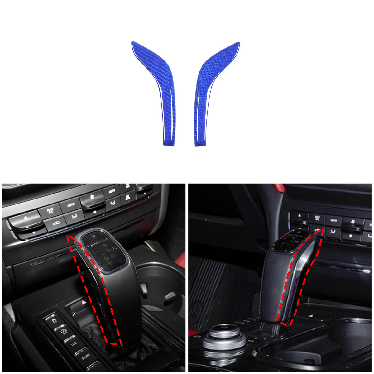 Blue Real Carbon Fiber Gear Shift Knob Side Trim Cover For Maserati Ghibli 19-23 14