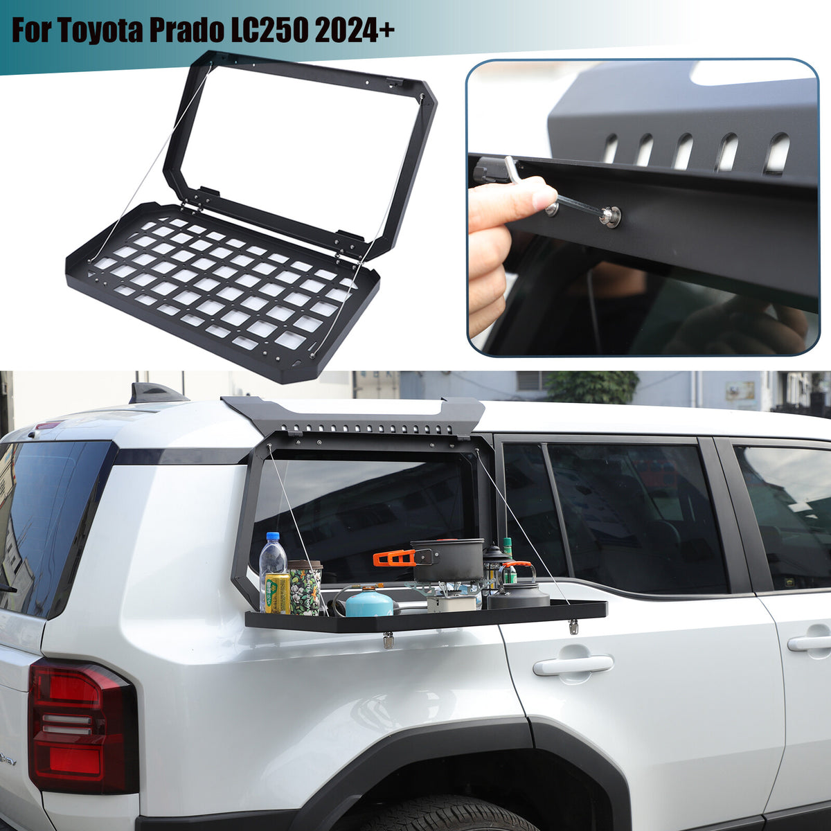 Left Side Molle Panel Trunk Shelf Storage Organizer For Land Cruiser LC250 US 1