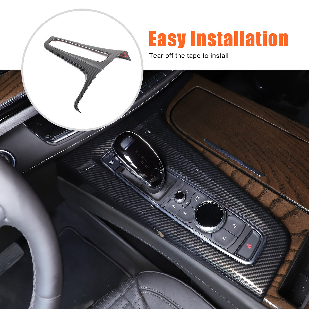 Carbon Fiber ABS Center Console Gear Shift Panel Trim For Cadillac Escalade 21+ 22