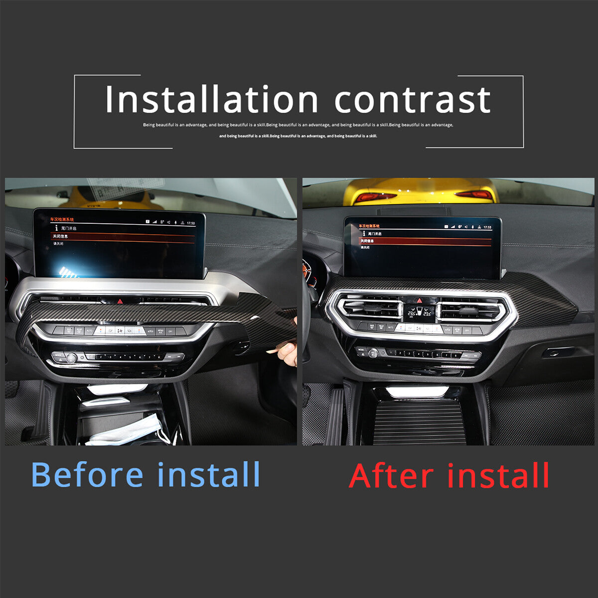 For BMW X3 G01 X4 2018~2022 Cover Trim Style Middle Carbon Fiber Air Outlet Vent 6