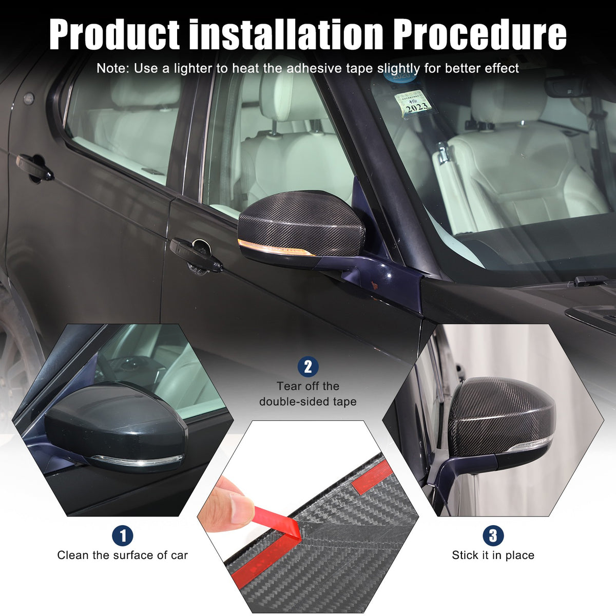 Real Carbon Fiber Exterior Mirror Cover Trim For LR Range Rover Sport L494 14-22 4