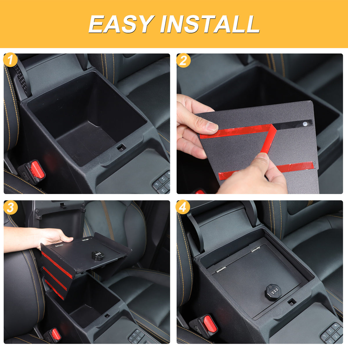 Center Console Safe GUN Armrest Storage Lock Box Tray For Ford Ranger T9 2023+ 7