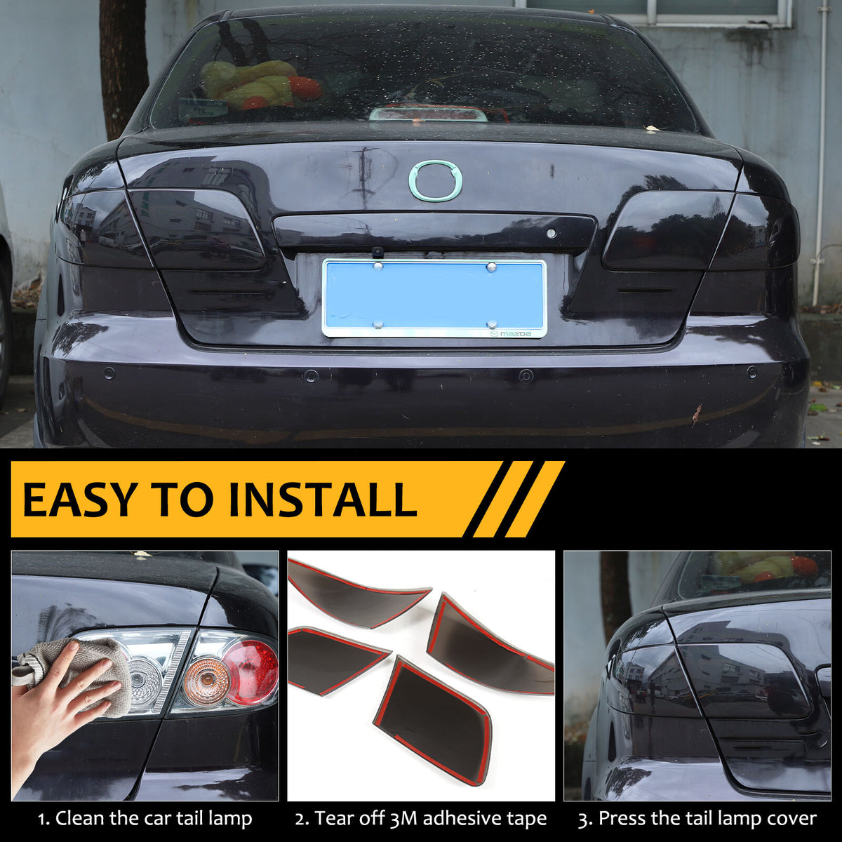 Smoked Black Tail Light Lamp Guard Cover Trim Bezels for Mazda 6 GG 2004~2008 2