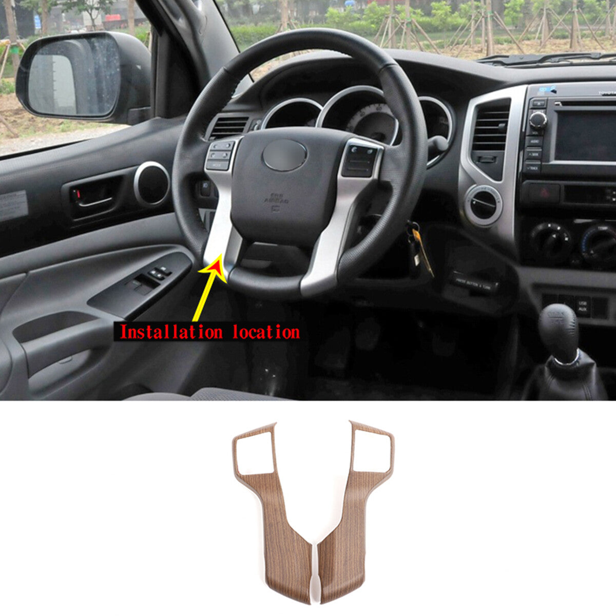 Wood Grain Interior Center Console Cover Trim For Toyota Tacoma 2016-2023 72