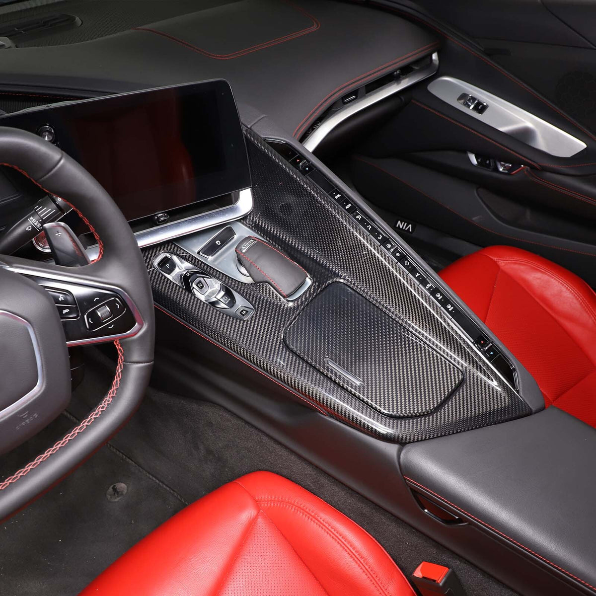 Real Carbon Fiber Console Gear Shift Panel Trim For C8 Corvette Z06 Z51 20-25 2