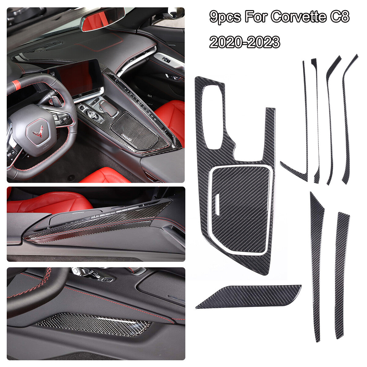 Soft Carbon Fiber Console Gear Shift Panel Trim For C8 Corvette Z06 Z51 20-25 1
