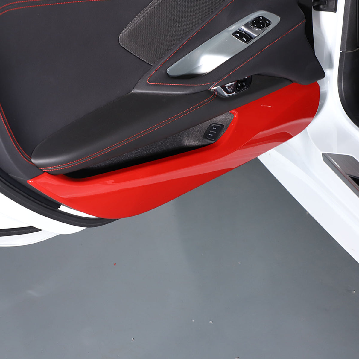 Sports Red ABS Interior Door Anti-kick Panel Cover Trim For Corvette C8 20+ US 6