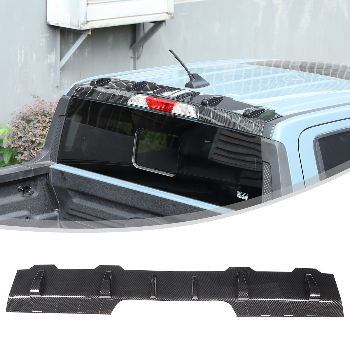Carbon Fiber ABS Roof Rear Spoiler Trim Cover For Ford Maverick 2022+ 3
