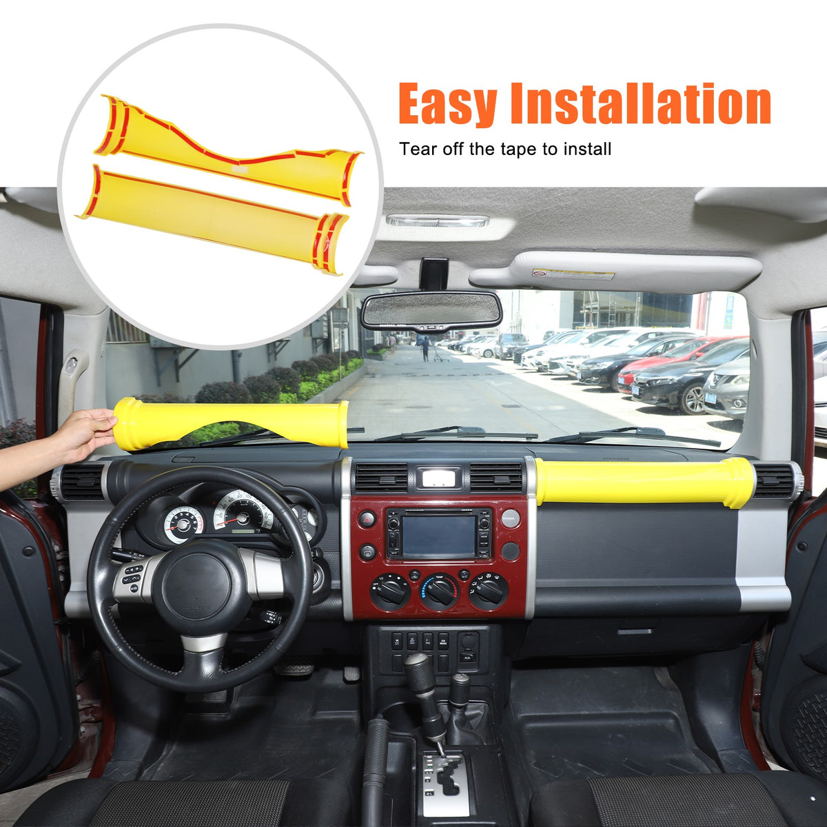 ABS Yellow Center Dashboard Panel Trim Strip For Toyota FJ Cruiser 2007-2021 8