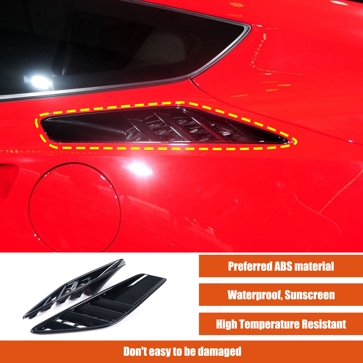 Piano Black ABS Rear Fender Air Intake Frame Trim For Corvette C7 2014-2019 US 9