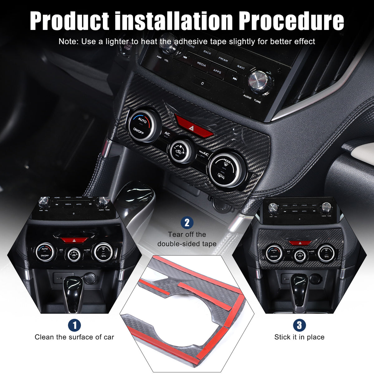 Real Carbon Fiber Air Condition Panel Trim Cover for Subaru Forester 19-24 17
