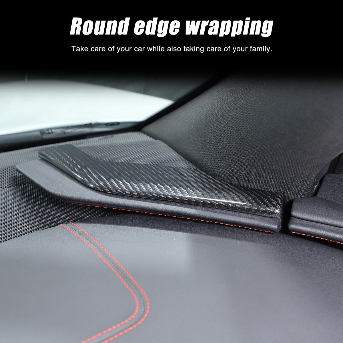 Real Carbon Fiber Dashboard Side Console Pitched Horn Cover For Corvette C8 20+ 1