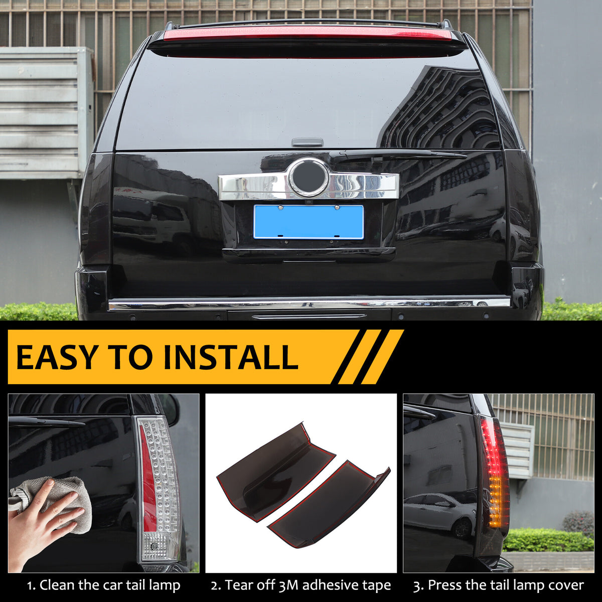 Gray Smoked ABS Taillight Blackened Shell Trim For Cadillac Escalade 2007-2014 23