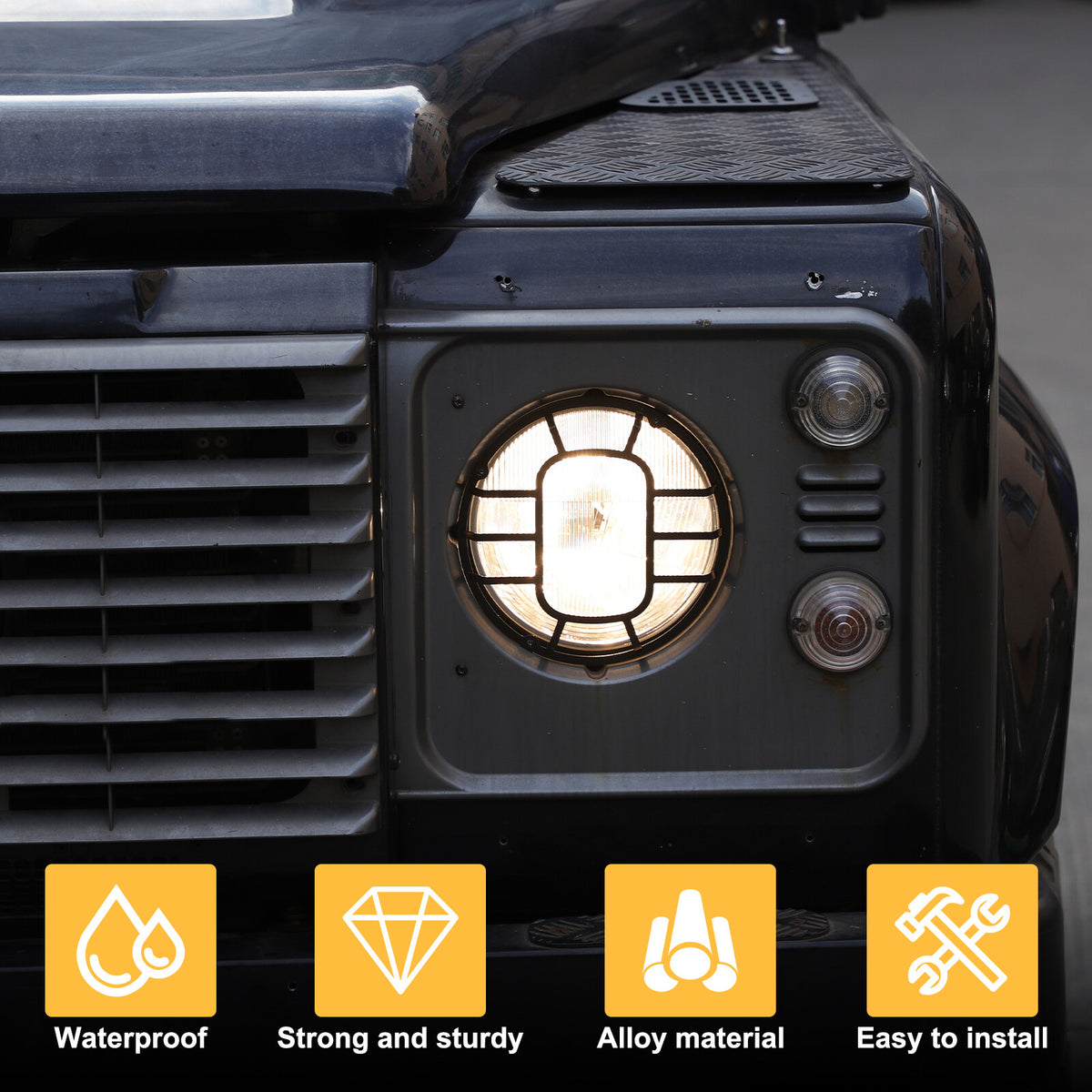 Front Lamp Headlight Cover Guard Net Trim For Land Rover Defender L316 2004-19 13