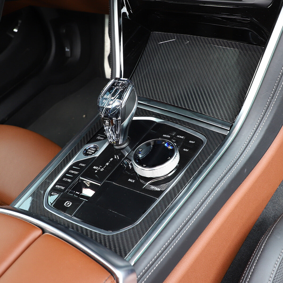 Carbon Fiber Inner Gear Shift Panel Cover TrimFor BMW 8 Series G14 15 16 19-22 12