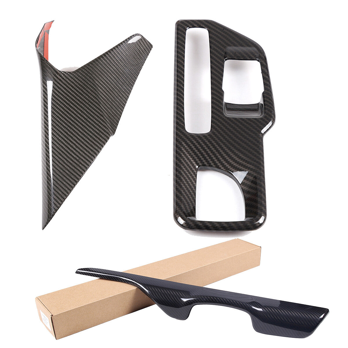 Real Carbon Fiber Center Gear Shift Panel Set Interior Trim For GR Supra 20-22 1