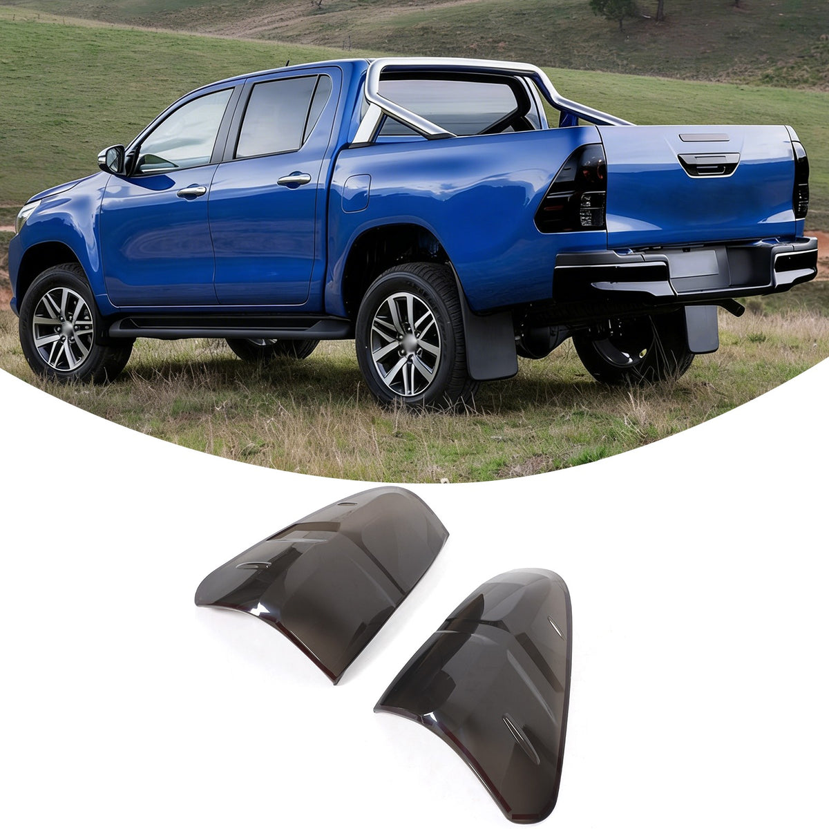 Smoked Black Rear Tail Light Guard Cover Trim Bezel For Toyota Hilux 2015-2019 2