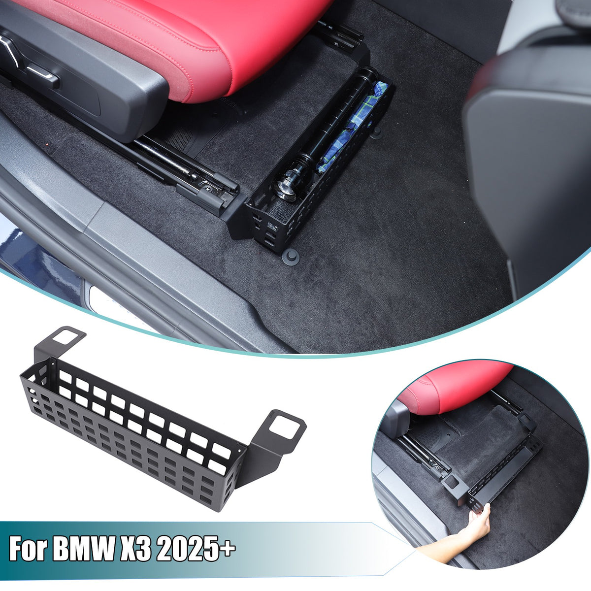 Alloy Under-Seat Storage Basket Box Tray For BMW X3 G45 2025+ 1