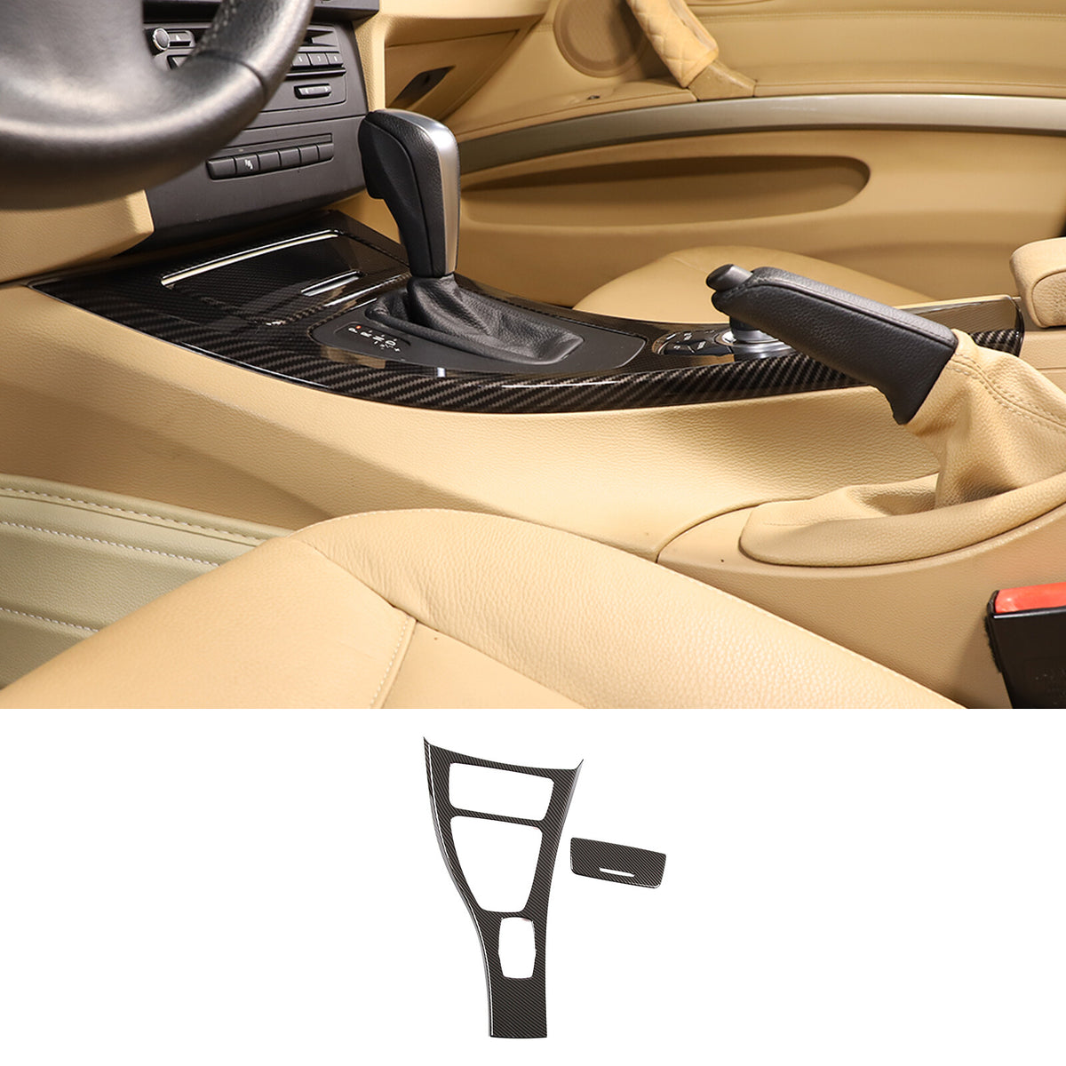 ABS Carbon Fiber Console Gear Shift Panel Trim For BMW 3-Series E90 08-12 US 12