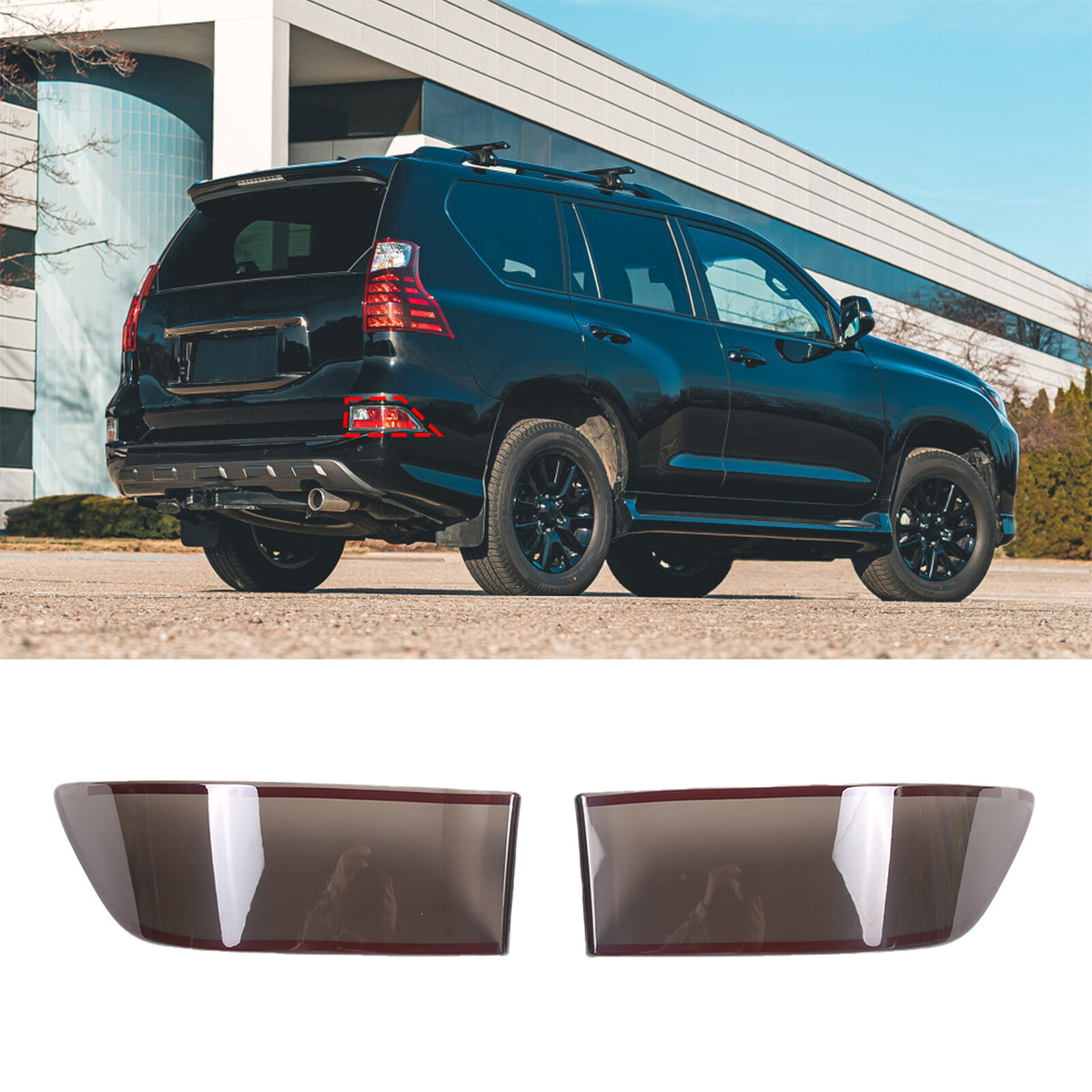 Smoked Black Rear Fog Tail Light Lamp Decor Cover Trim for Lexus GX460 2014-2023 11