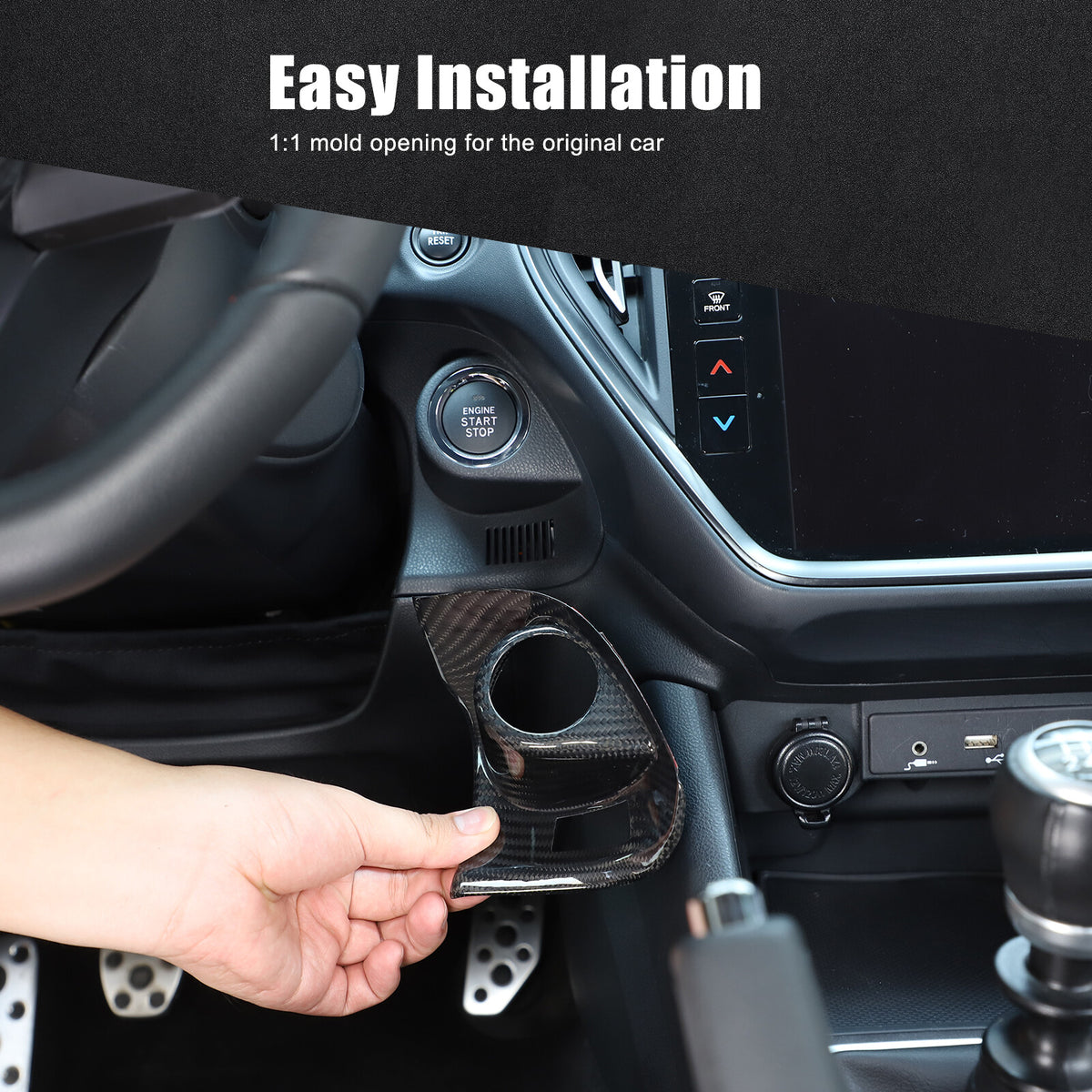 Real Carbon fiber Engine Start Stop Button Cover Trim For Subaru WRX VB 2022-24 13