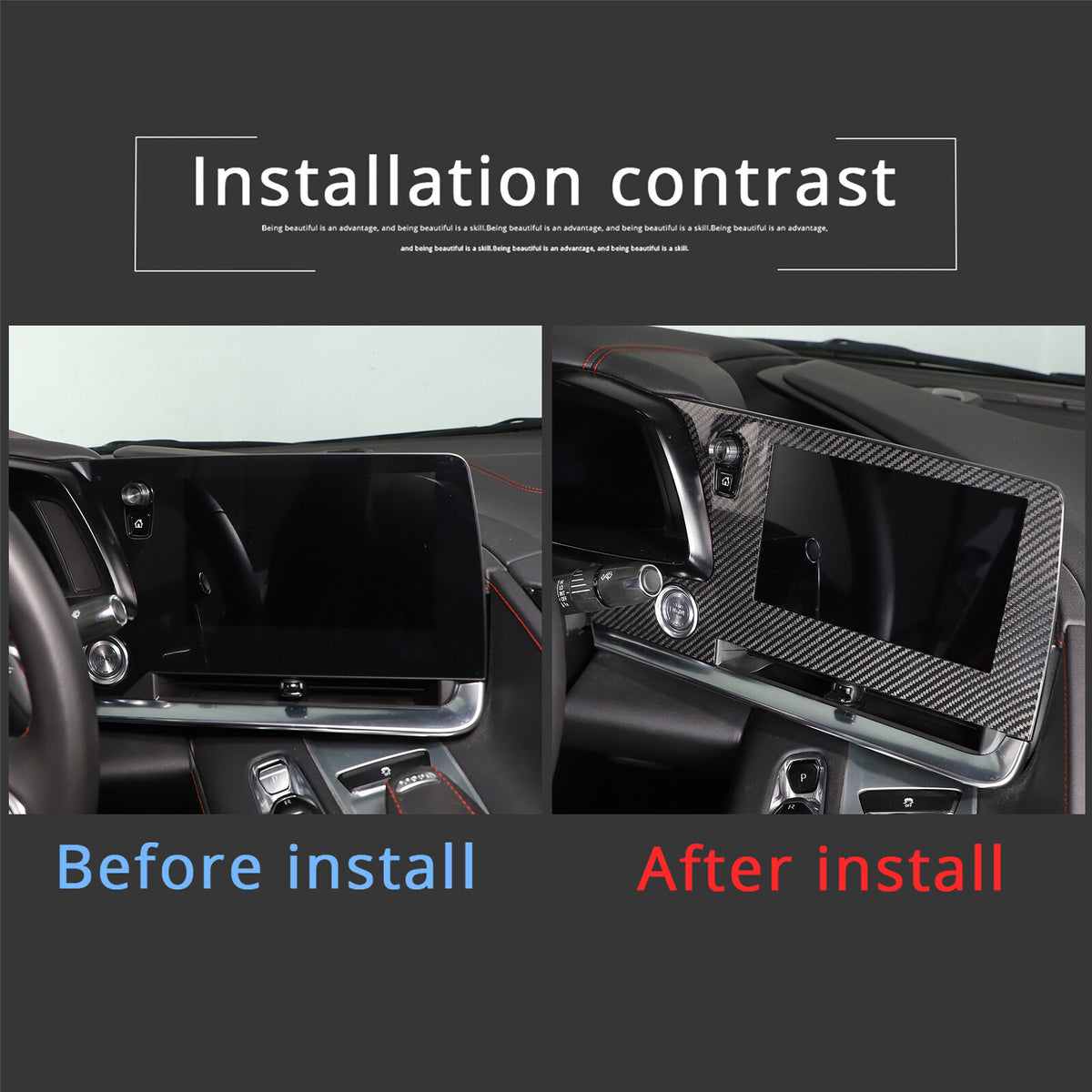 Real Carbon Fiber Dashboard Navigation Srceen Frame Trim For Corvette C8 2020-25 17