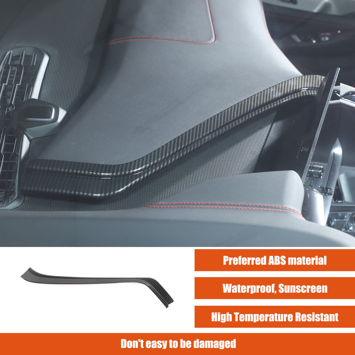ABS Carbon Fiber Interior Full Cover Trim Kit Set For Corvette C8 2020-2025 2