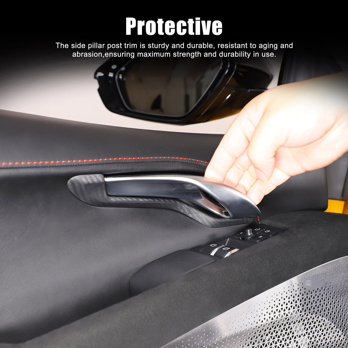 Matte Real Carbon Fiber Interior Door Handle Cover Trim For Lotus EMIRA 2021-25 16