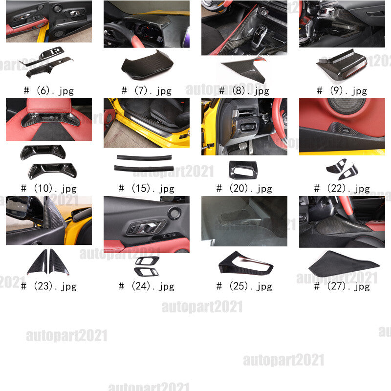 18pcs Real Carbon Fiber Interior Trim Cover Set For Toyota Supra A90 19-23 1