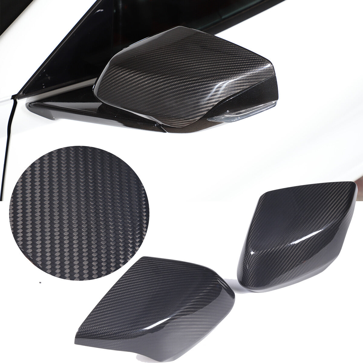 Real Carbon Fiber Side Rearview Mirror Cover Trim for Corvette C8 Stingray 20-26 2