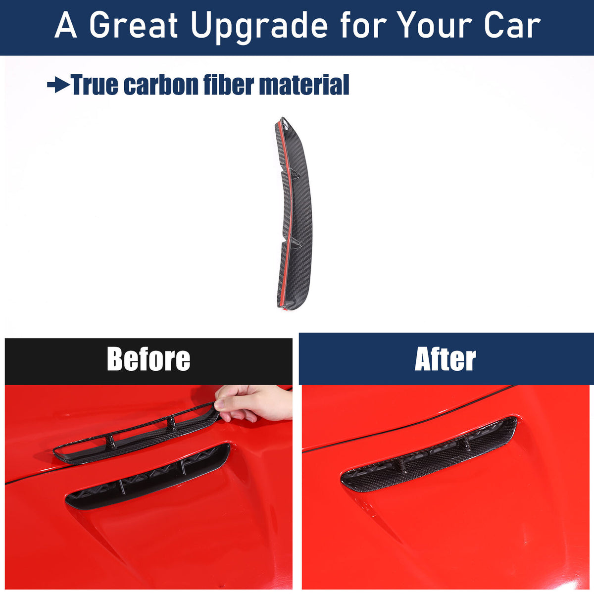 Real Dry Carbon Fiber Hood Front Air Intake Decor Trim For Corvette C6 2005-2013 18