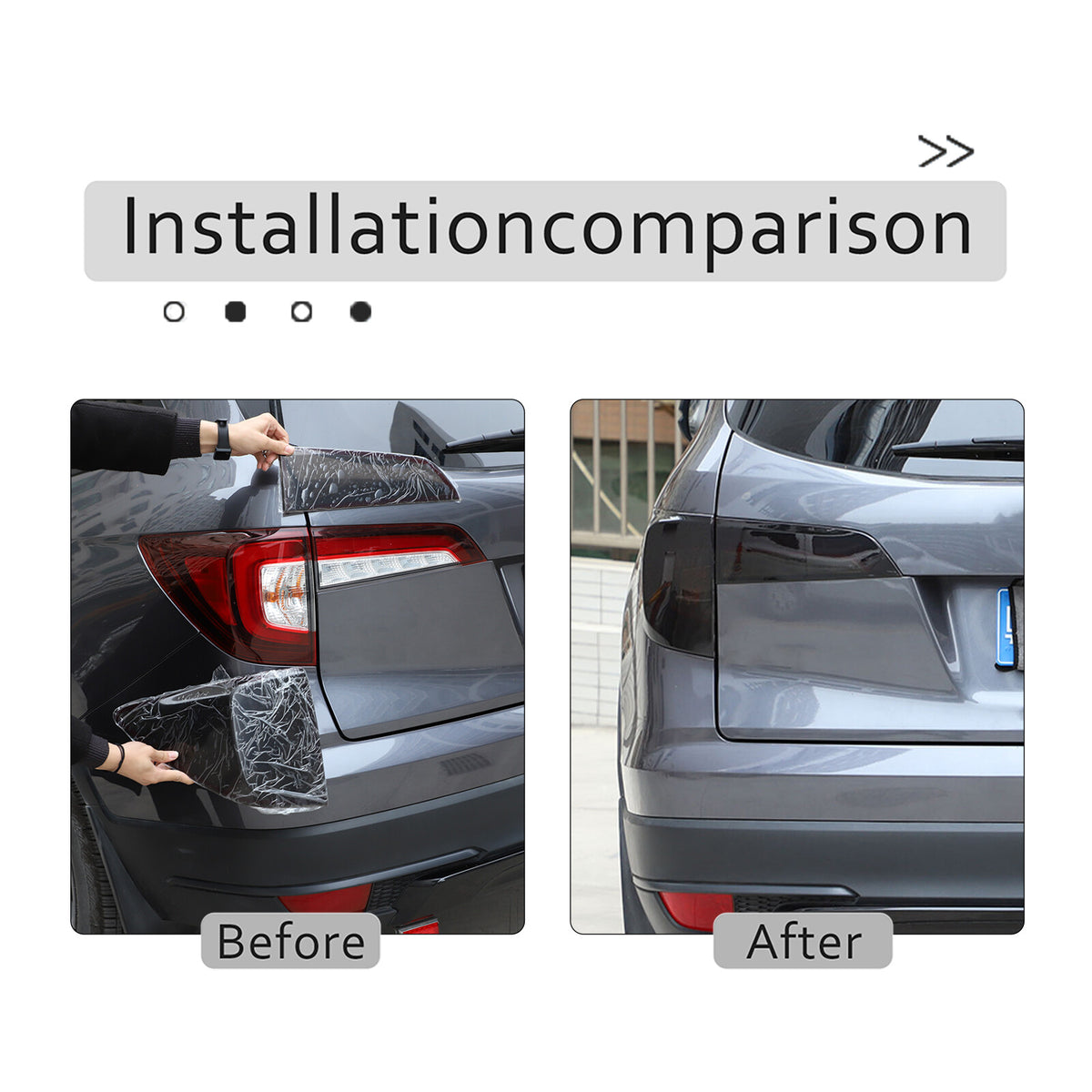 Smoked Black Rear Tail Light Guard Decor Cover Trim Bezels For Honda Pilot 15-22 6