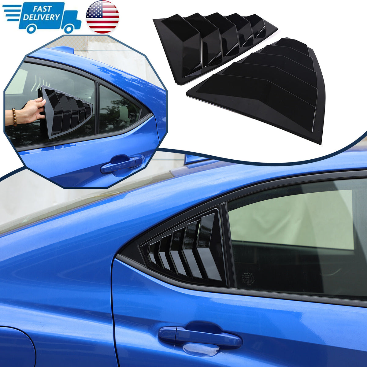 Glossy Piano Black Exterior Door Handle Window Louver Trim For Subaru WRX 22-25 14