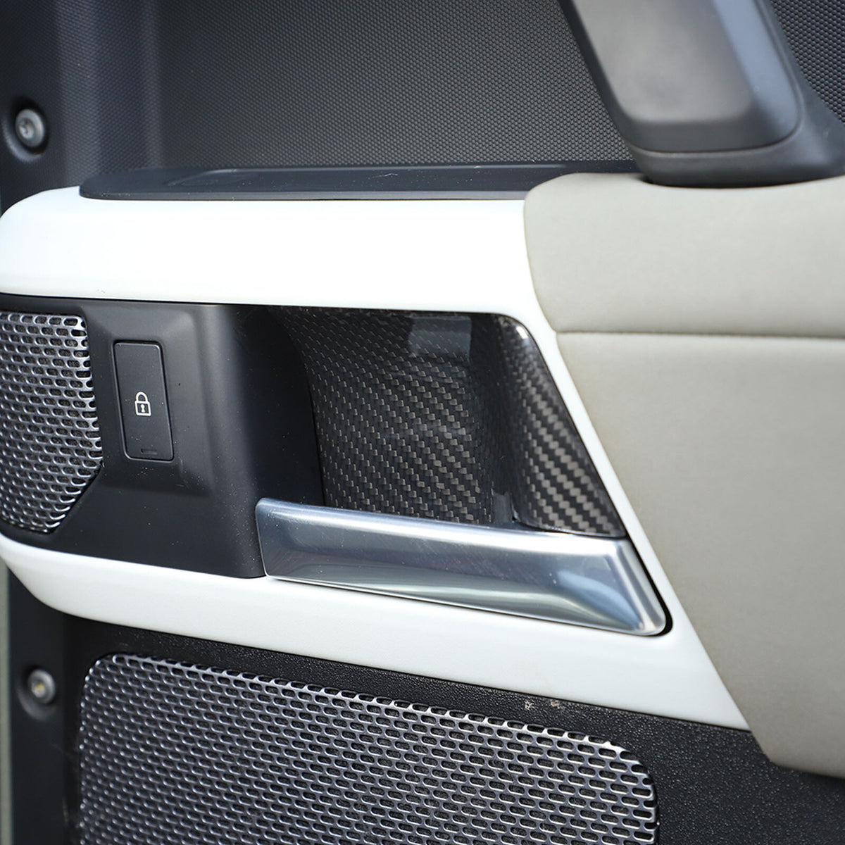 Real Carbon fiber Inner Door Handle Bowl Cover Trim For LR Defender 110 2020-24 5