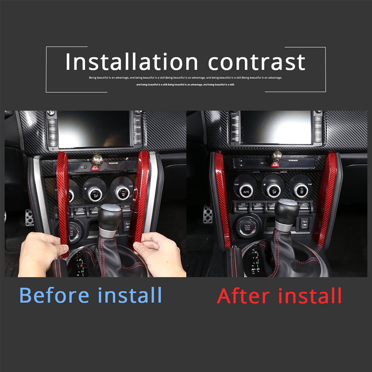 Red Carbon Fiber Center Control Side Panel Trim For Subaru BRZ Scion FR-S 12-20 10