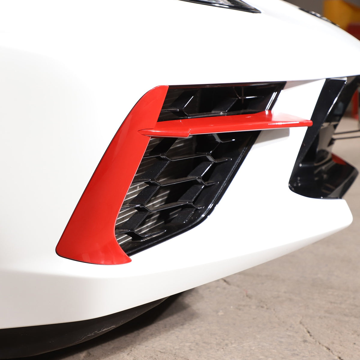 Sports Red Front Bumper Fog Light Lamp Trims for Corvette C8 2020-2025 US 6