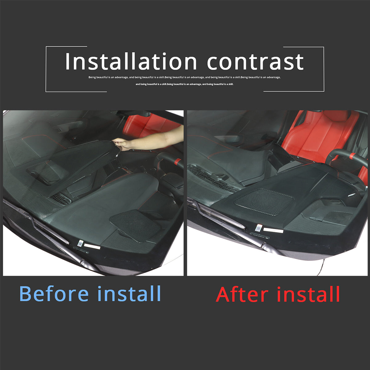 ABS Carbon Fiber Dashboard Instrument Upper Panel Cover For Corvette C8 20-25 11
