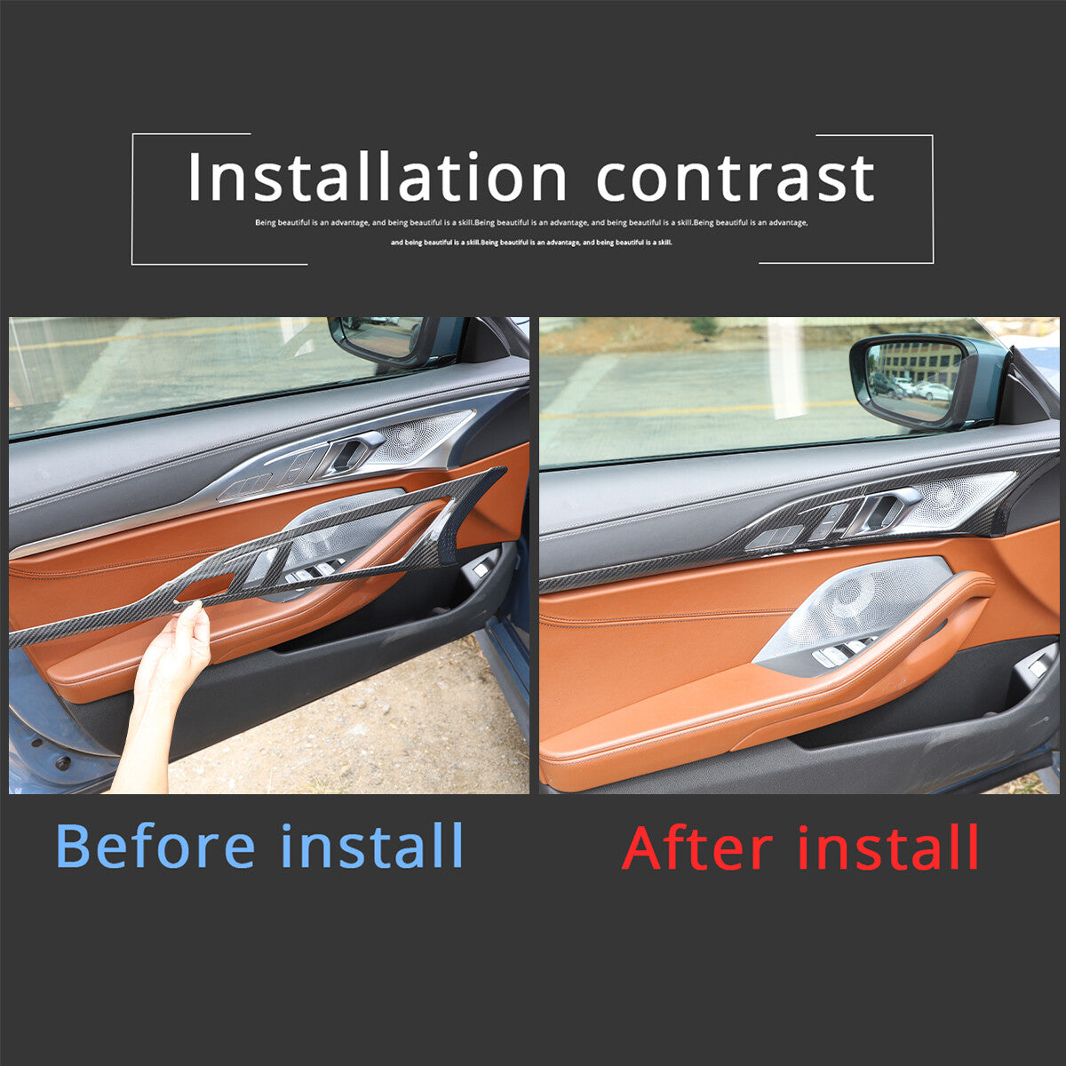 Real Carbon Fiber Door Handle Panel Trim Strip For BMW 8 Series 4-Door 2019-2022 2