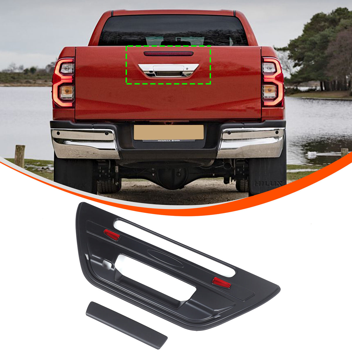 Car Rear Trunk Door Handle Cover Trim For Toyota Hilux 2015-2024 8