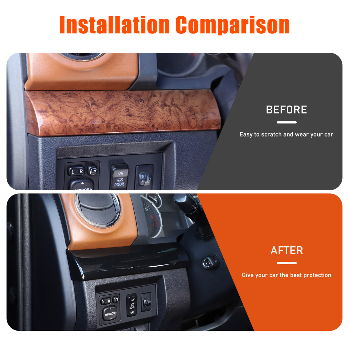 Glossy Black ABS Dashboard Cover Strip Trim For Toyota Tundra 2014-2021 10