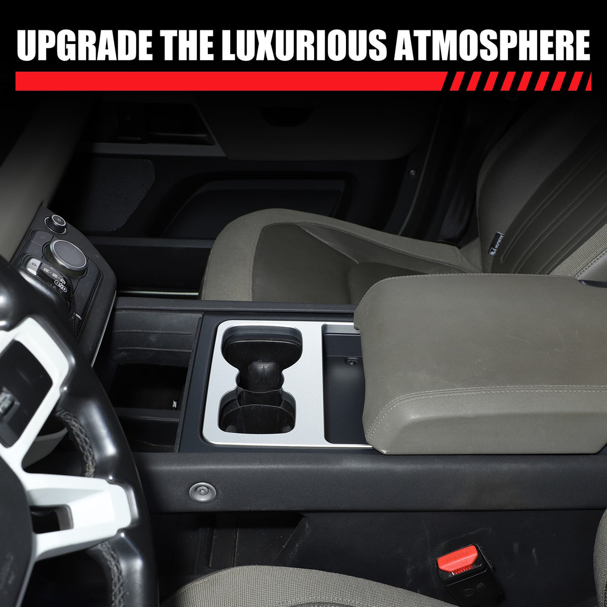 Silver Aluminum Cup Holder Elevation Pad Trim For LR Defender L663 2020-2021 11