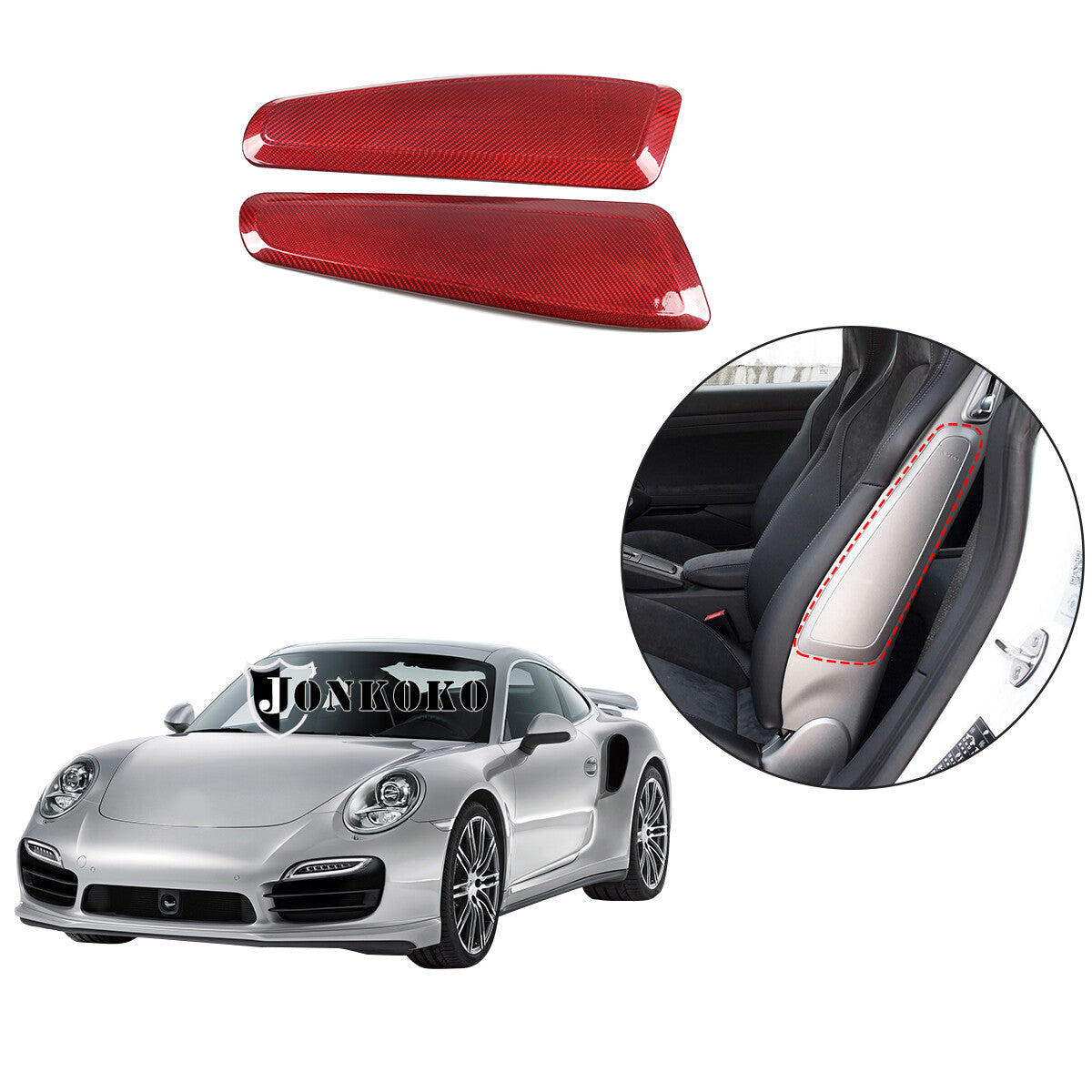 Red Carbon Fiber Interior Seat Side Panel Trim Cover for Porsche 911 718 15-20 5